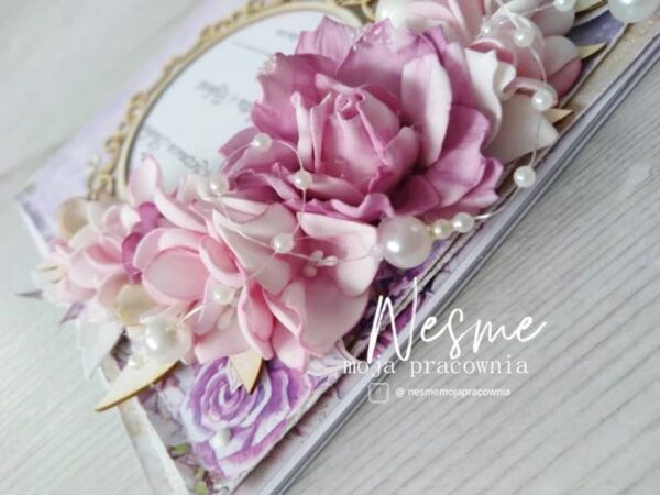 Kartka sztalugowa fioletowy raj kwiatyy