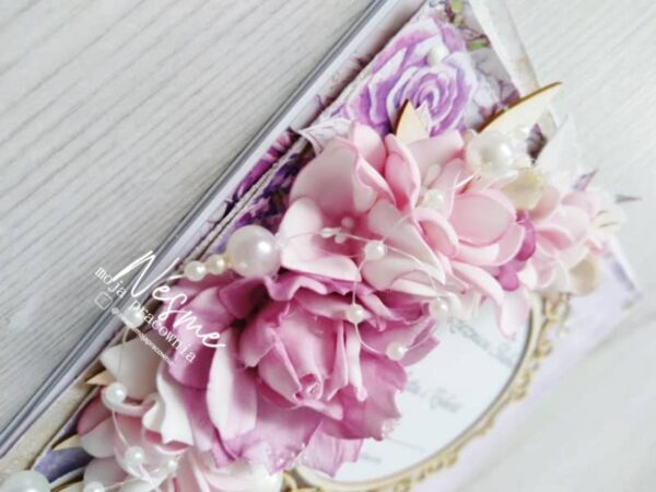 Kartka sztalugowa fioletowy raj kwiaty
